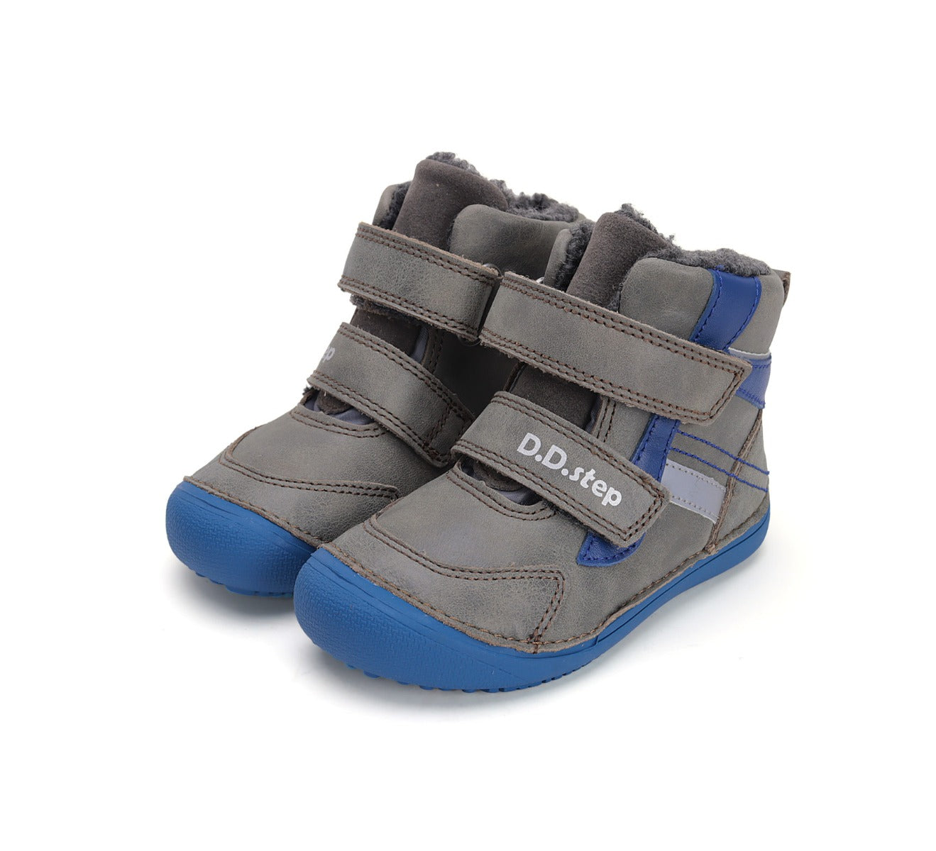 D.D.Step ghete baieti Barefoot captusite 25-30 Dark Grey cu albastru Imagine principală a produsului