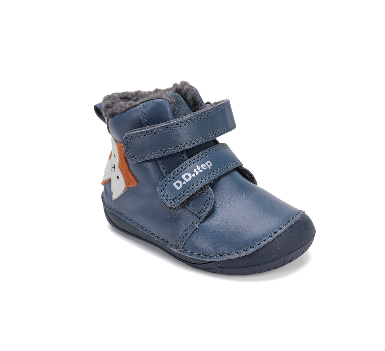 D.D.Step ghete baieti Barefoot imblanite 20-25 Bermuda Blue cu raton