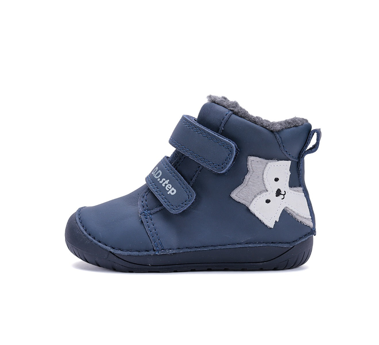D.D.Step ghete baieti Barefoot imblanite 20-25 Royal Blue cu raton