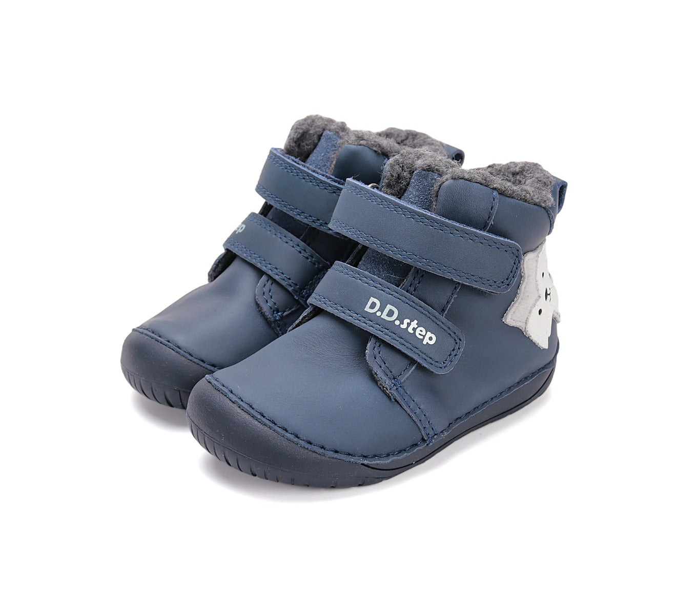 D.D.Step ghete baieti Barefoot imblanite 20-25 Royal Blue cu raton