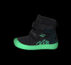 D.D.Step ghete baieti Barefoot imblanite cu talpa fluorescenta 20-25 Dark Grey cu dino