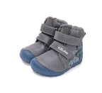 D.D.Step ghete baieti Barefoot imblanite cu talpa fluorescenta 20-25 Dark Grey cu dino