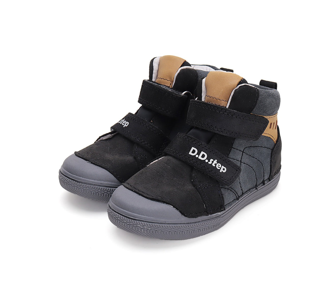 D.D.Step ghete baieti cu scai 31-36 Dark Grey cu maro Imagine principală a produsului