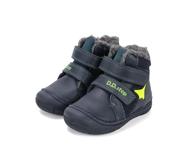 D.D.Step ghete baieti imblanite 20-25 Royal Blue cu neon