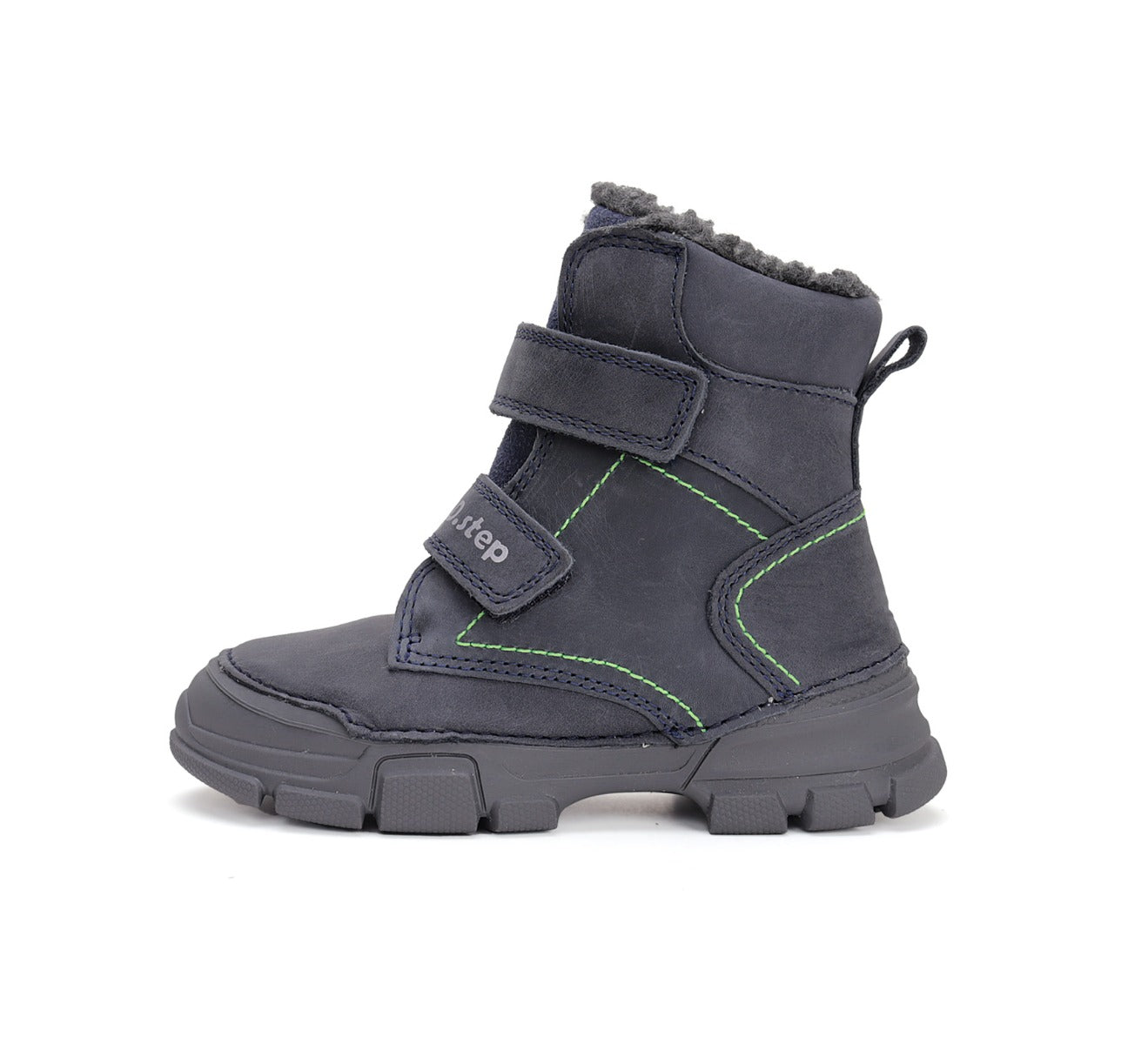 D.D.Step ghete baieti imblanite 31-36 Royal Blue cu cusatura verde