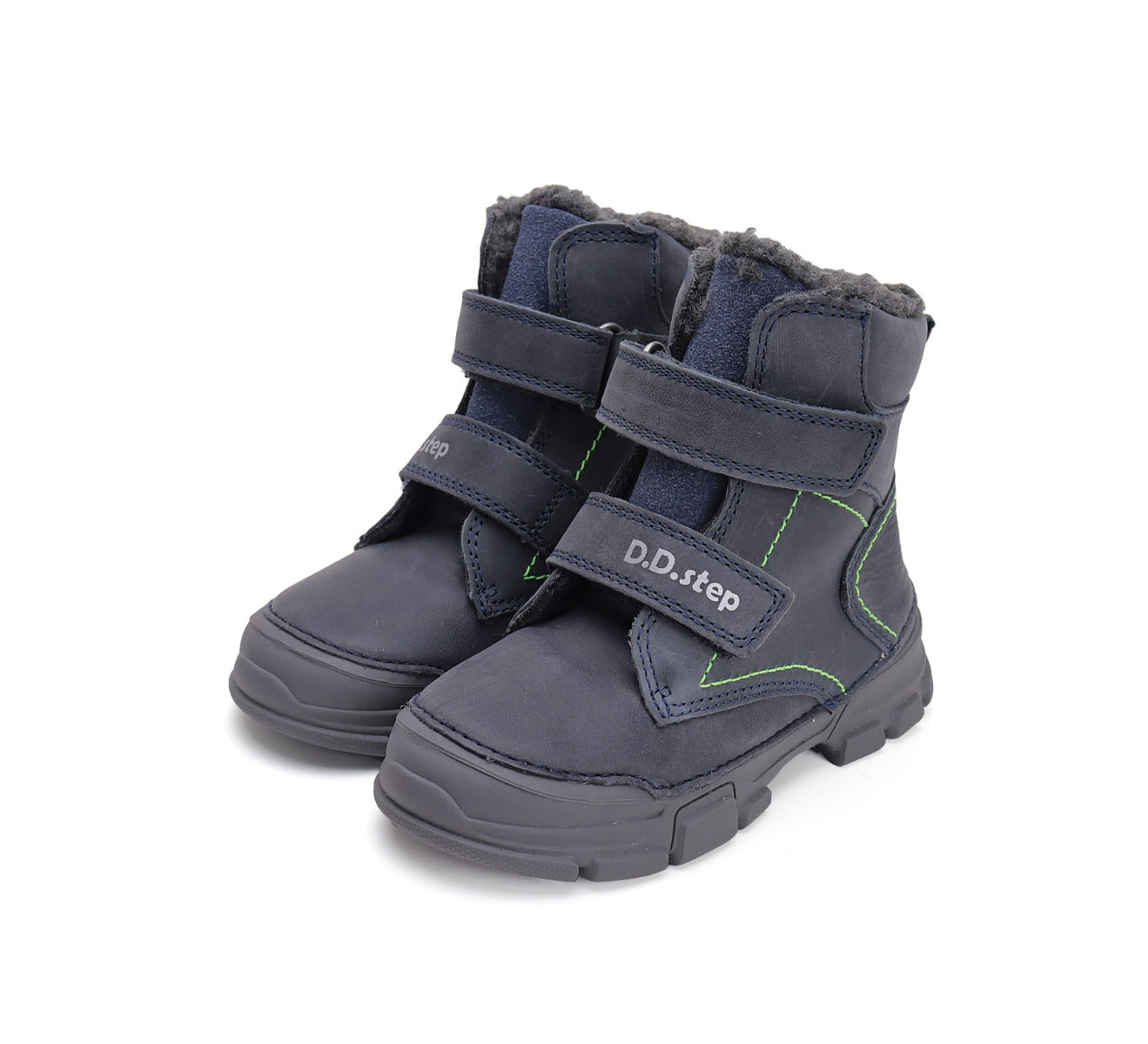 D.D.Step ghete baieti imblanite 31-36 Royal Blue cu cusatura verde