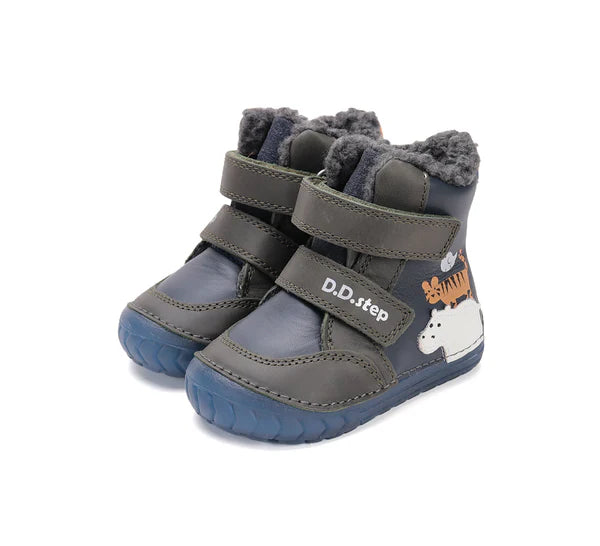 D.D.Step ghete baieti imblanite cu talpa fluorescenta 19-24 Royal Blue Wild Animals Imagine principală a produsului