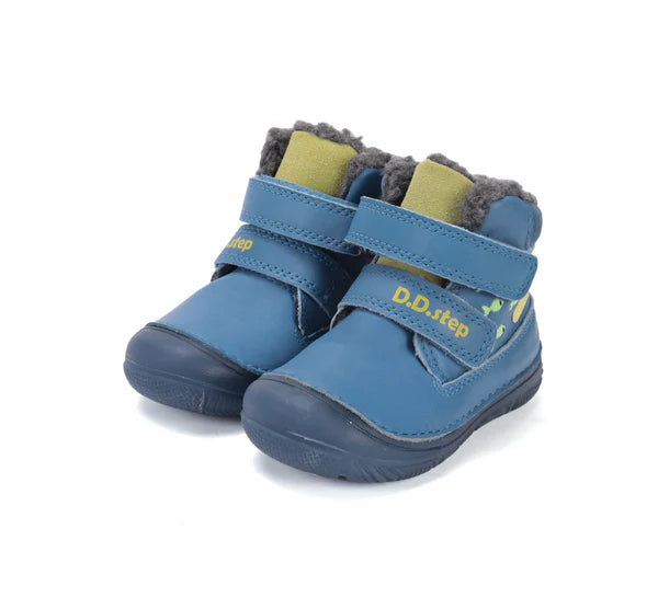 D.D.Step ghete baieti imblanite cu talpa fluorescenta 26-31 Bermuda Blue  cu crocodil si pesti Imagine principală a produsului