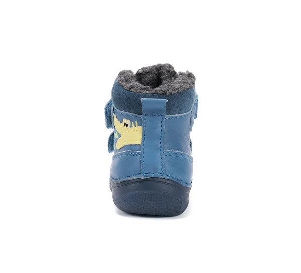 D.D.Step ghete baieti imblanite cu talpa fluorescenta 20-25 Bermuda Blue cu crocodil si pesti