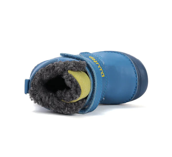 D.D.Step ghete baieti imblanite cu talpa fluorescenta 20-25 Bermuda Blue cu crocodil si pesti