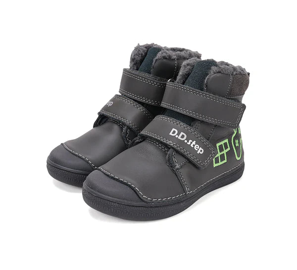 D.D.Step ghete baieti imblanite cu talpa fluorescenta 25-30 Dark grey cu controler Imagine principală a produsului