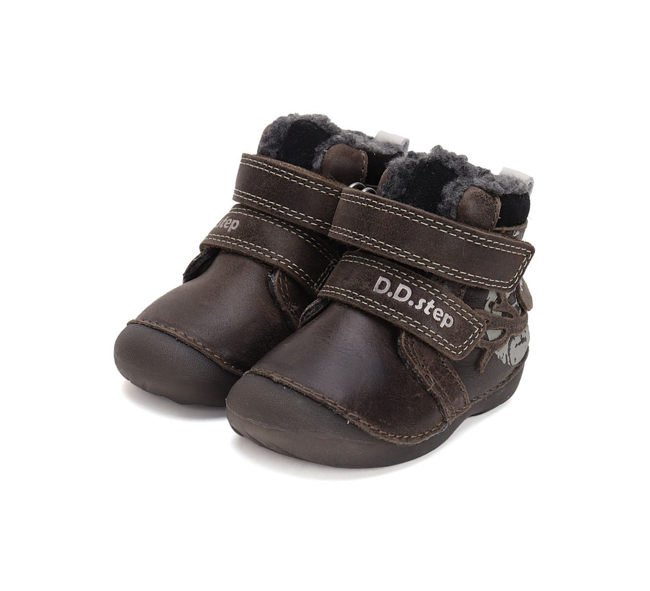 D.D.Step ghete baieti Primii pasi imblanite fluorescenti 19-24 Chocolate cu bufnita Imagine principală a produsului