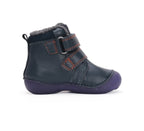 D.D.Step ghete baieti Primii pasi imblanite fluorescenti 19-24 Royal Blue cu bufnita