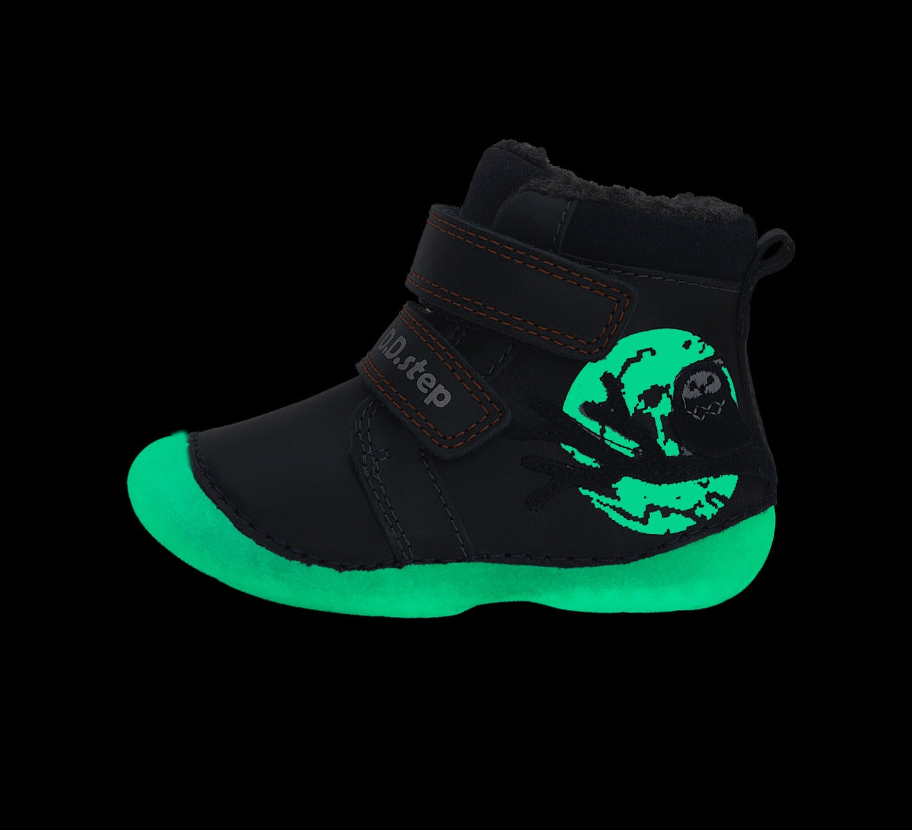 D.D.Step ghete baieti Primii pasi imblanite fluorescenti 19-24 Royal Blue cu bufnita