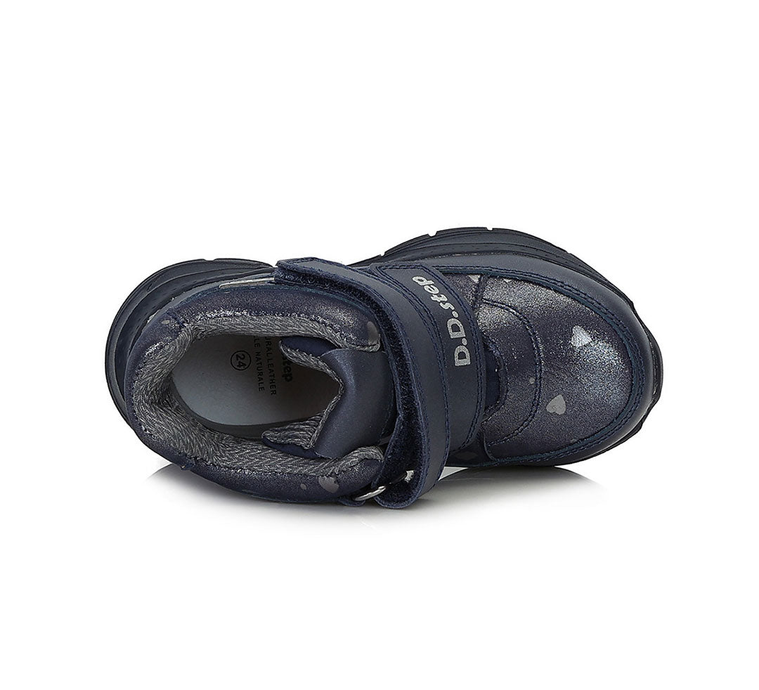 D.D.Step ghete fete Aqua-Tex 24-29 Royal Blue cu inimioare