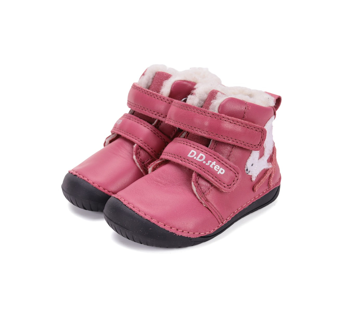 D.D.Step ghete fete Barefoot imblanite 20-25 Dark Pink cu veverita Imagine principală a produsului