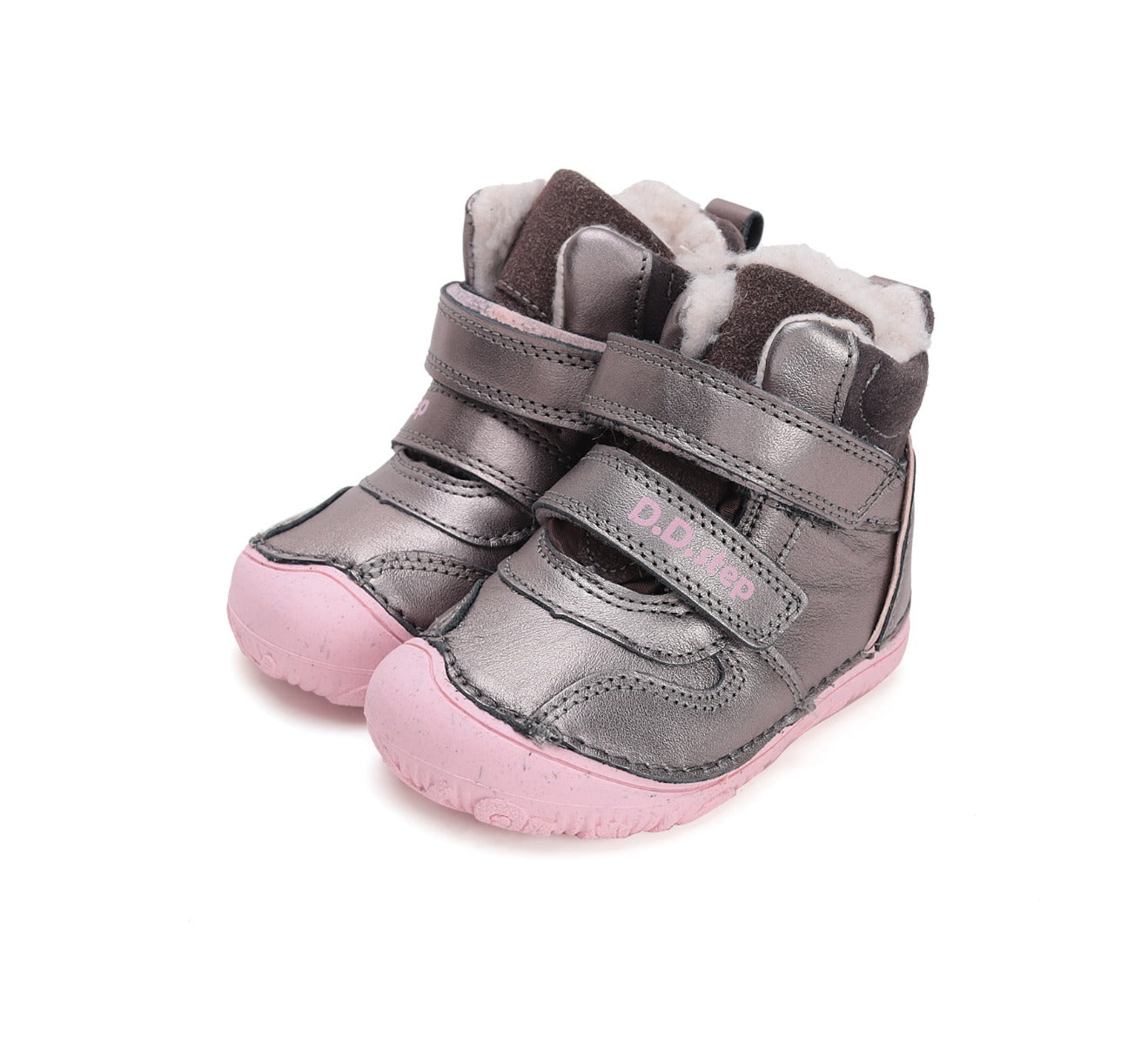 D.D.Step ghete fete Barefoot imblanite 26-31 Bronze cu roz Imagine principală a produsului