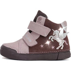 D.D.Step ghete fete cu LED 25-30 Chocolate cu unicorn