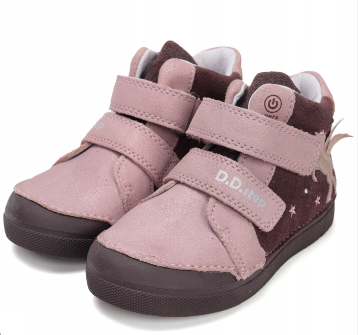 D.D.Step ghete fete cu LED 25-30 Chocolate cu unicorn Imagine principală a produsului