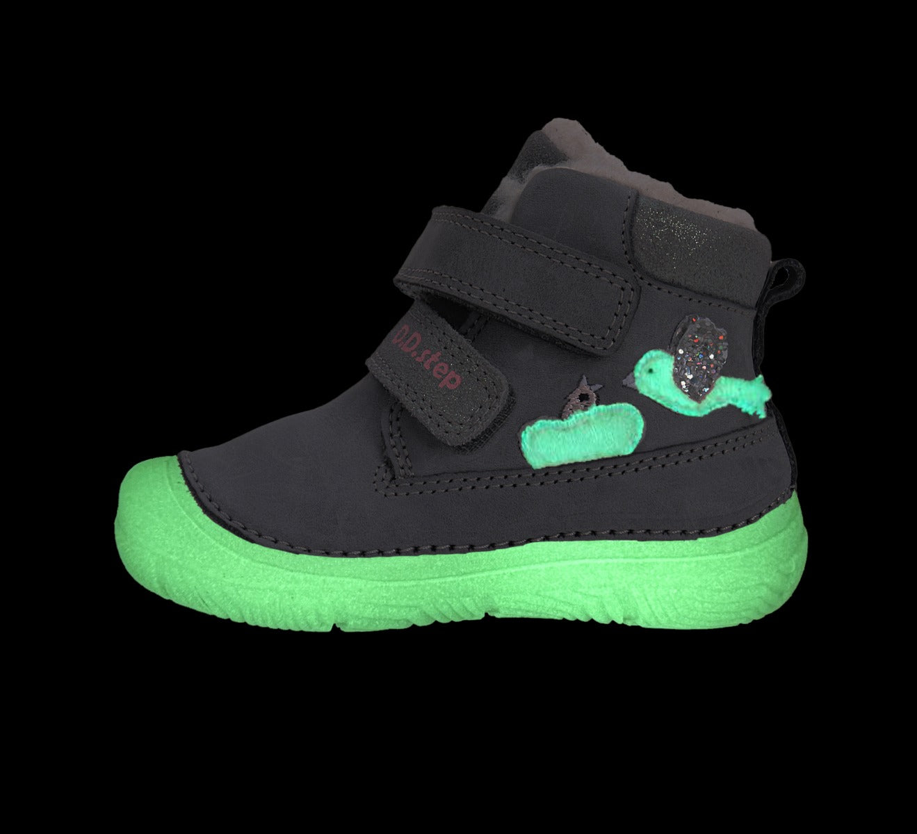 D.D.Step ghete fete imblanite cu talpa fluorescenta 26-31 Grey cu pasarele