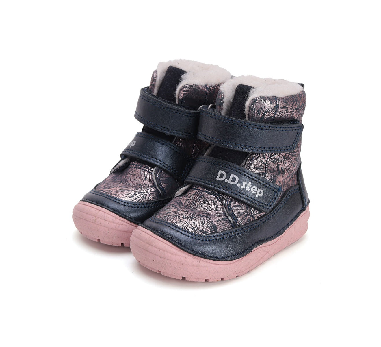D.D.Step ghete fete imblanite 20-25 Metallic pink cu flori Imagine principală a produsului