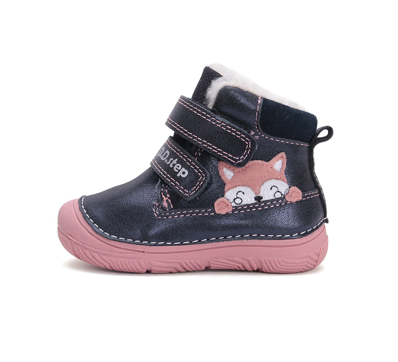 D.D.Step ghete fete imblanite 20-25 Royal Blue cu vulpe