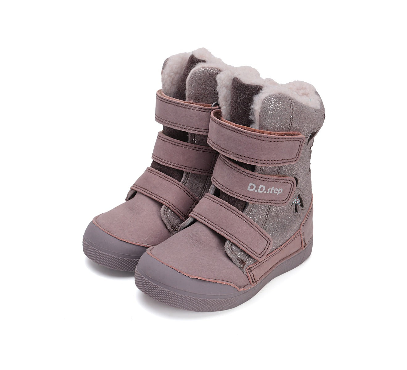 D.D.Step ghete fete imblanite 25-30 Baby Pink cu pasari Imagine principală a produsului