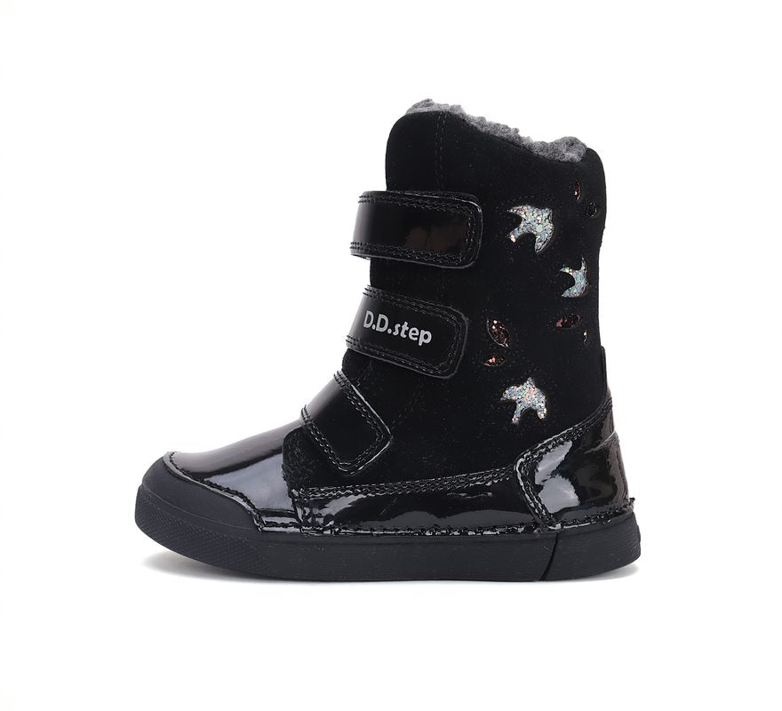 D.D.Step ghete fete imblanite 25-30 Black cu pasari