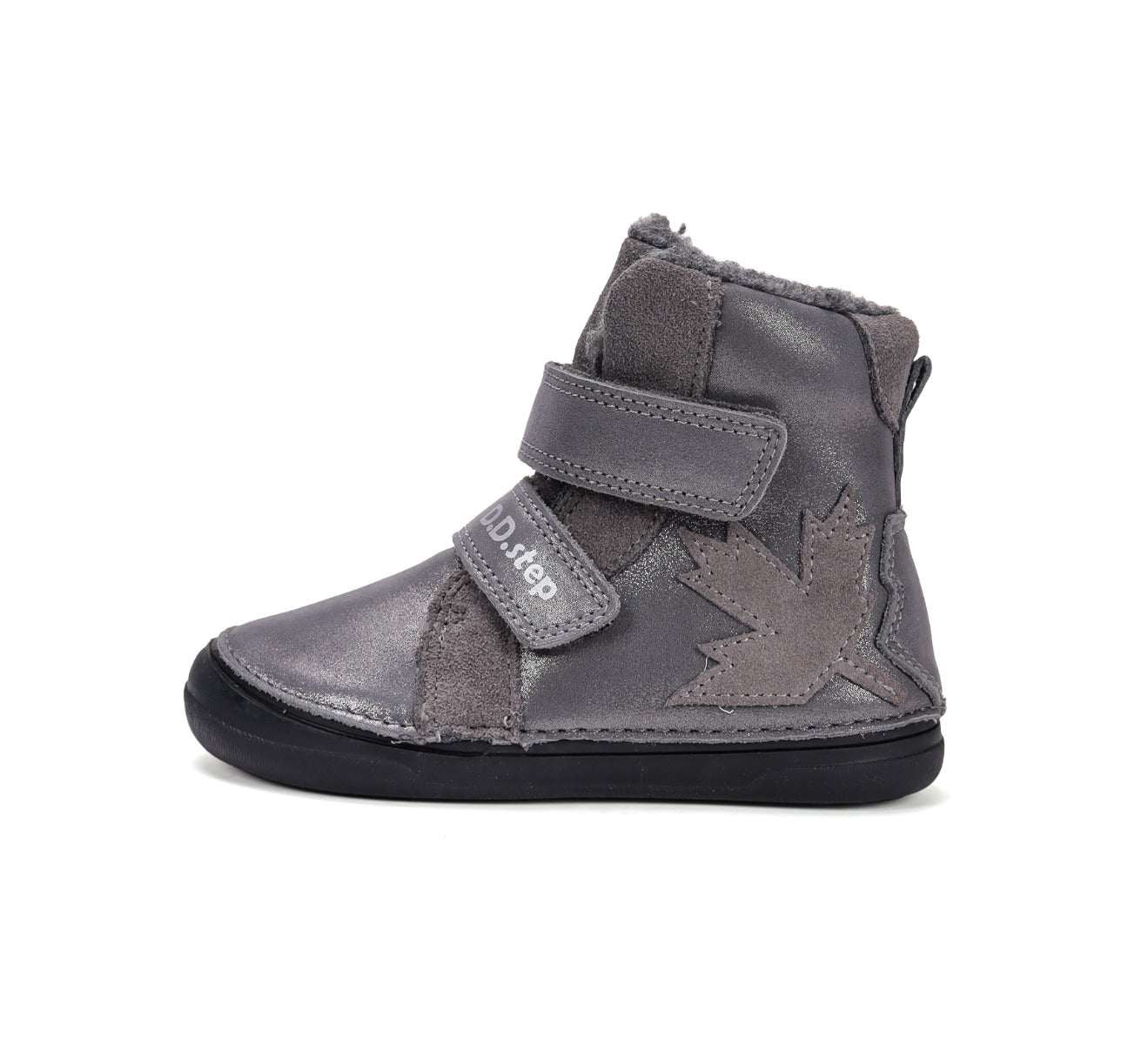D.D.Step ghete fete imblanite 26-31 Dark Grey cu frunza