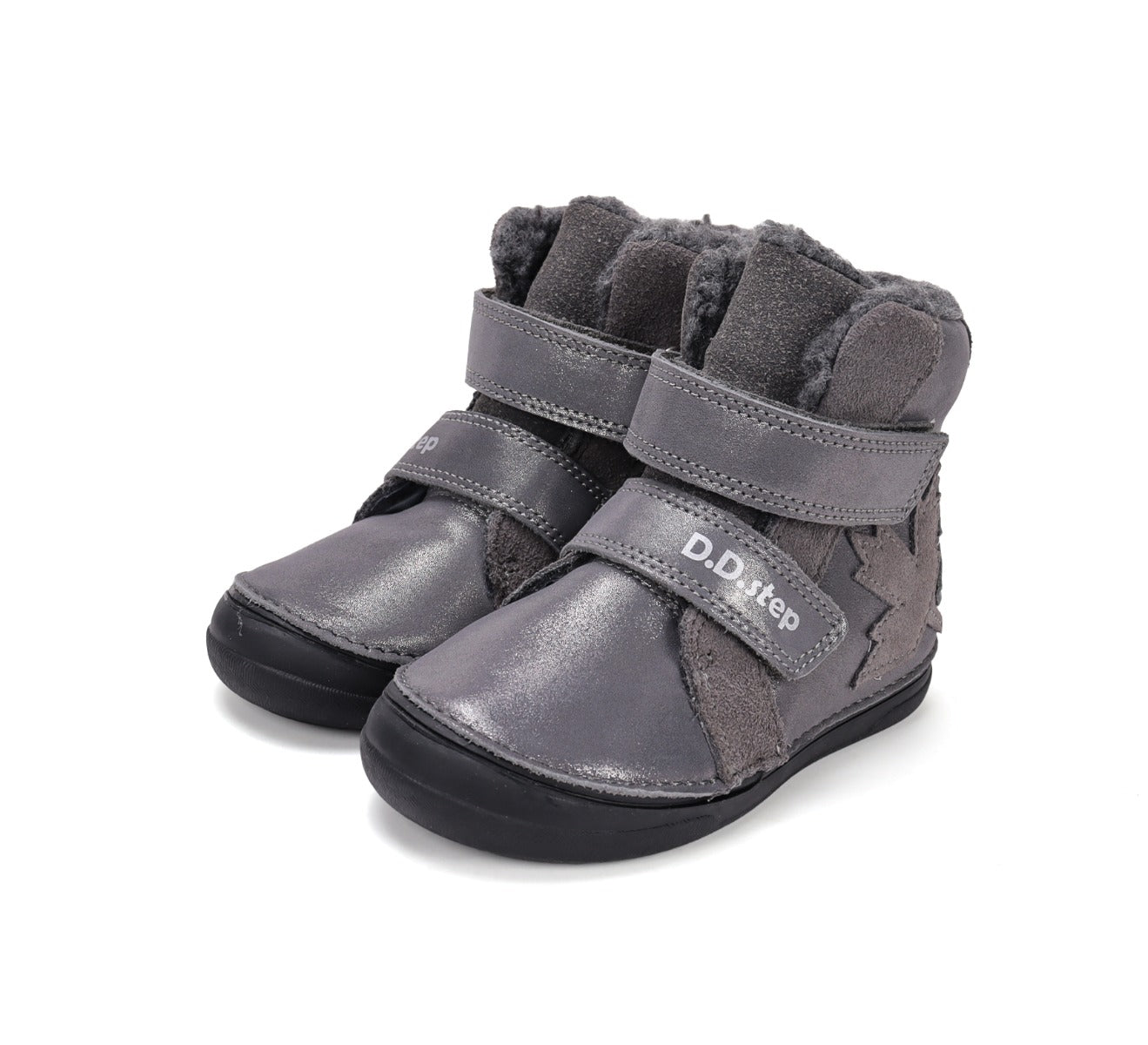 D.D.Step ghete fete imblanite 26-31 Dark Grey cu frunza Imagine principală a produsului