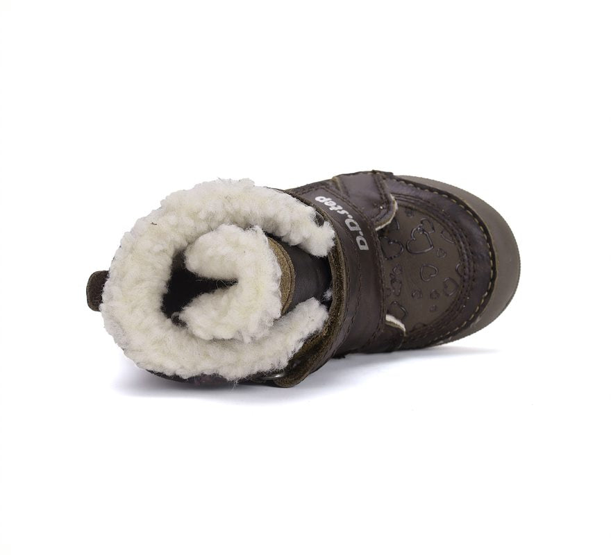 D.D.Step ghete fete imblanite 31-36 Chocolate cu inimioare