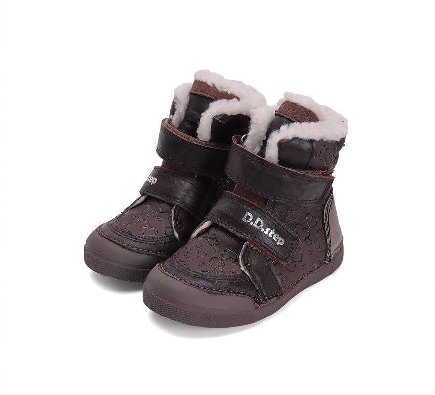 D.D.Step ghete fete imblanite 31-36 Chocolate cu inimioare