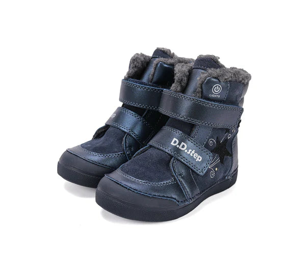 D.D.Step ghete fete imblanite cu LED 25-30 Royal Blue cu stea Imagine principală a produsului