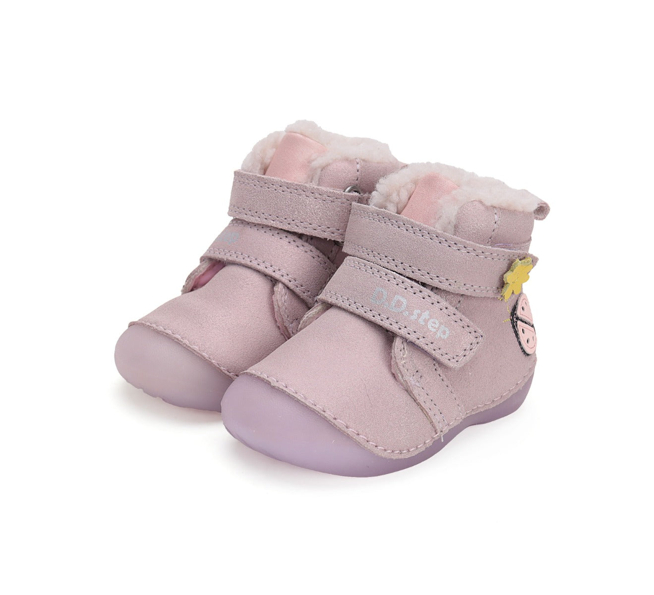 D.D.Step ghete fete Primii pasi imblanite fluorescente 19-24 Mauve cu buburuza Imagine principală a produsului
