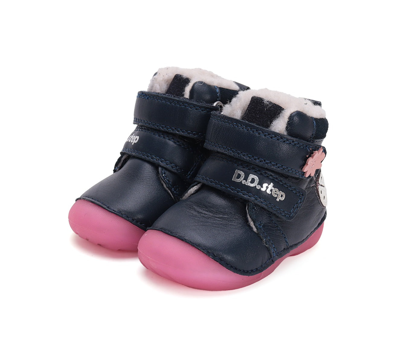 D.D.Step ghete fete Primii pasi imblanite fluorescente 19-24 Royal Blue cu buburuza Imagine principală a produsului