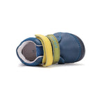 D.D.Step pantofi baieti Barefoot 20-25 Bermuda Blue cu galben si verde