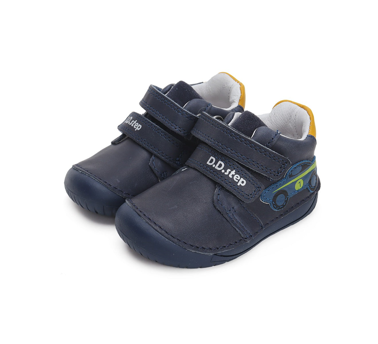 D.D.Step pantofi baieti Barefoot 20-25, Bermuda Blue cu masinuta de curse