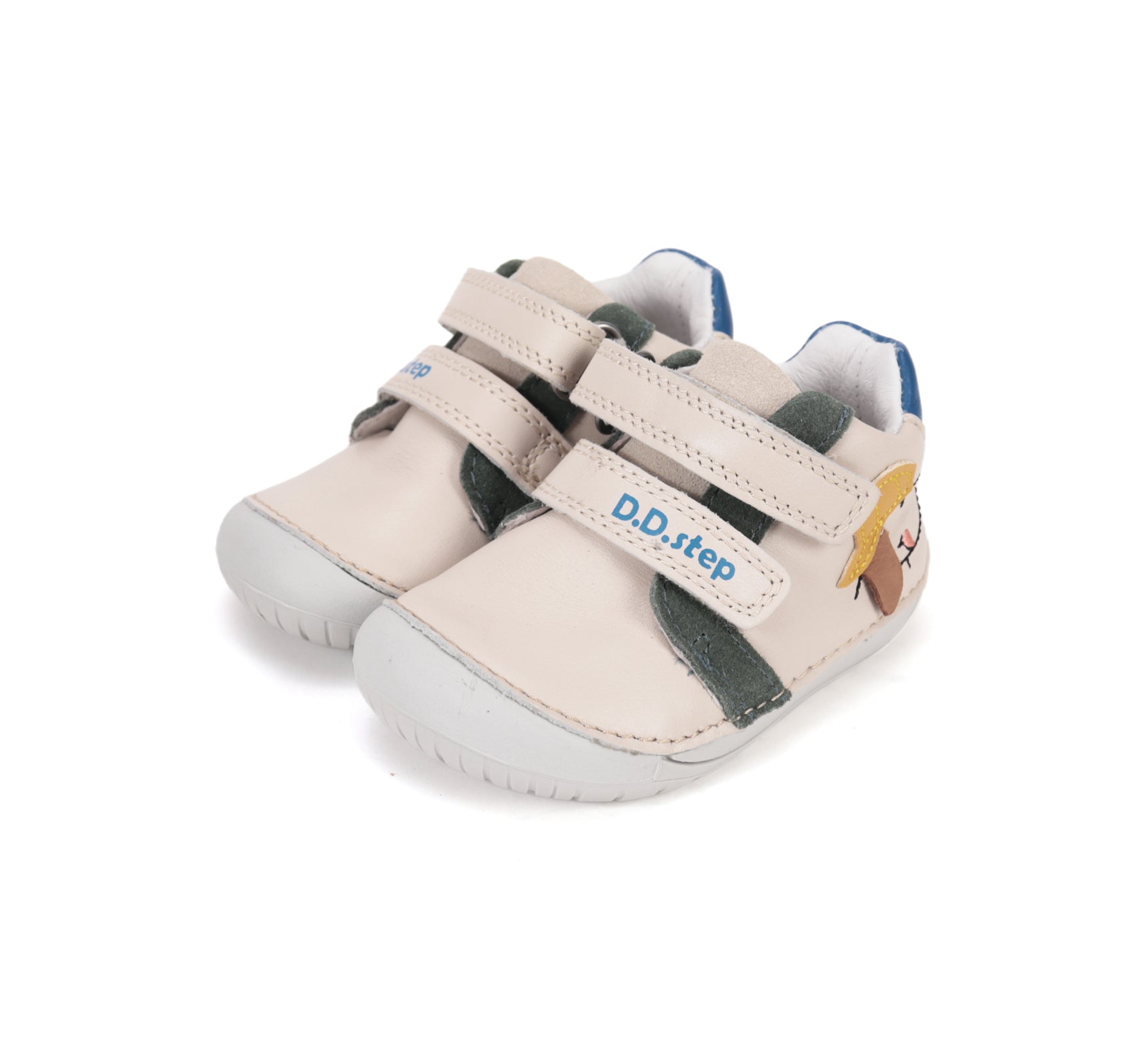D.D.Step pantofi baieti Barefoot 20-25 Cream cu catel