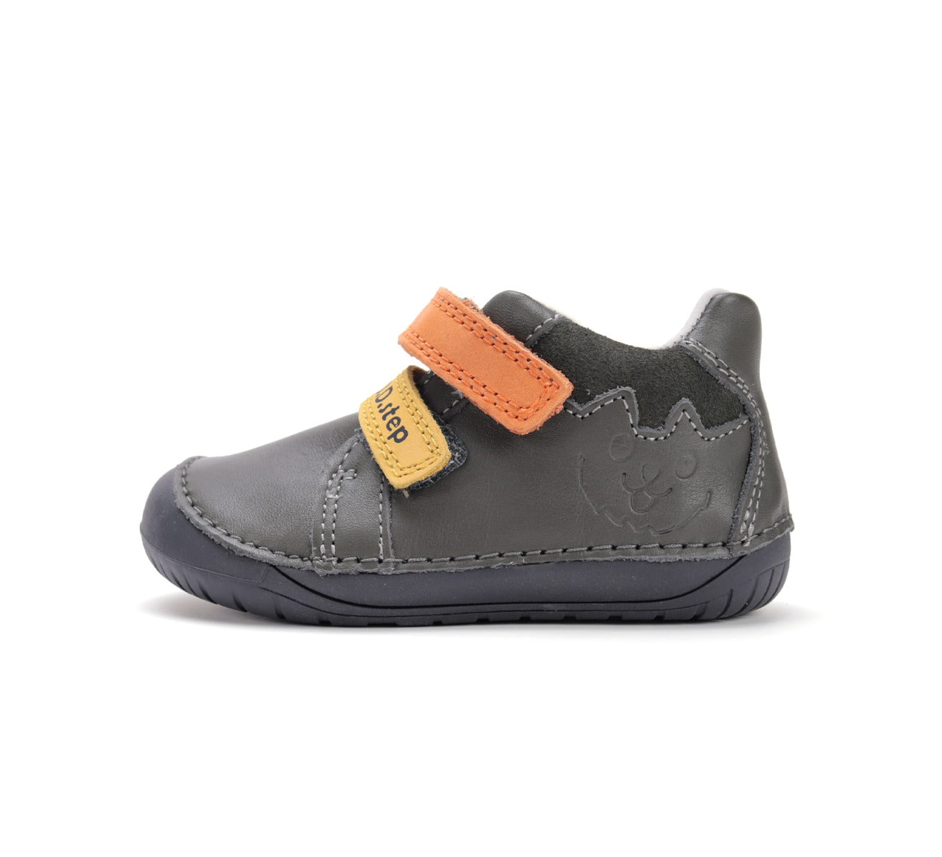 D.D.Step pantofi baieti Barefoot 20-25 Khaki cu portocaliu si galben