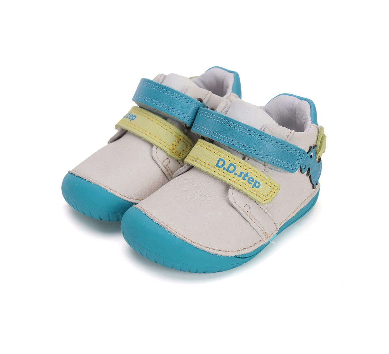 D.D.Step pantofi baieti Barefoot 20-25 White cu dinozaur Imagine principală a produsului