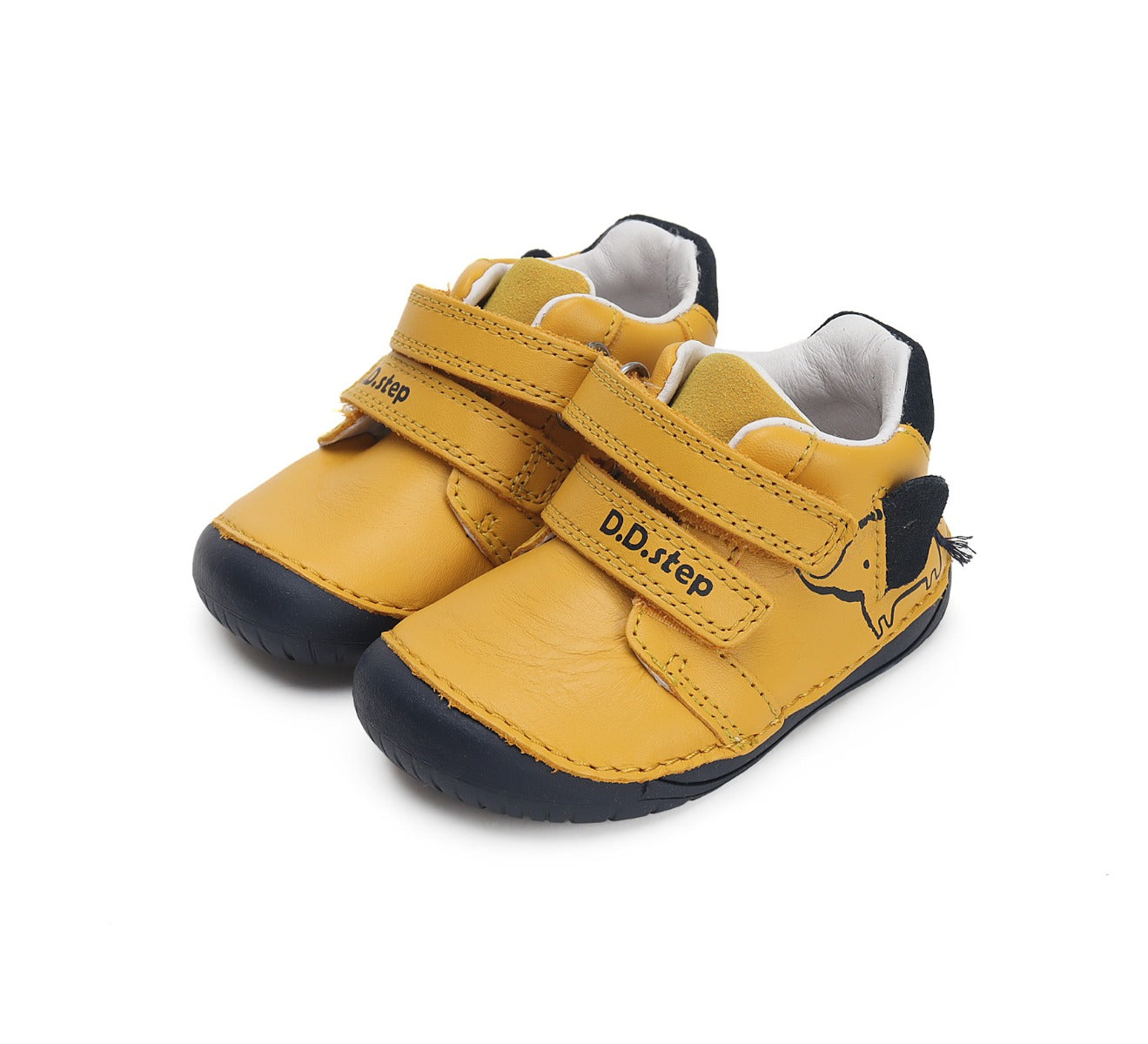 D.D.Step pantofi baieti Barefoot 20-25, Yellow cu elefant Imagine principală a produsului