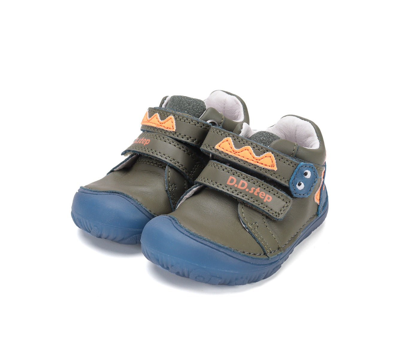 D.D.Step pantofi baieti Barefoot cu talpa fluorescenta 20-25 Khaki cu dino Imagine principală a produsului