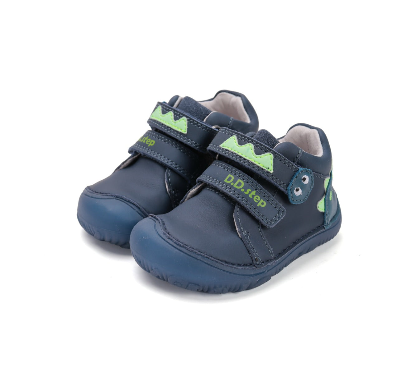 D.D.Step pantofi baieti Barefoot cu talpa fluorescenta 20-25 Royal Blue cu dino