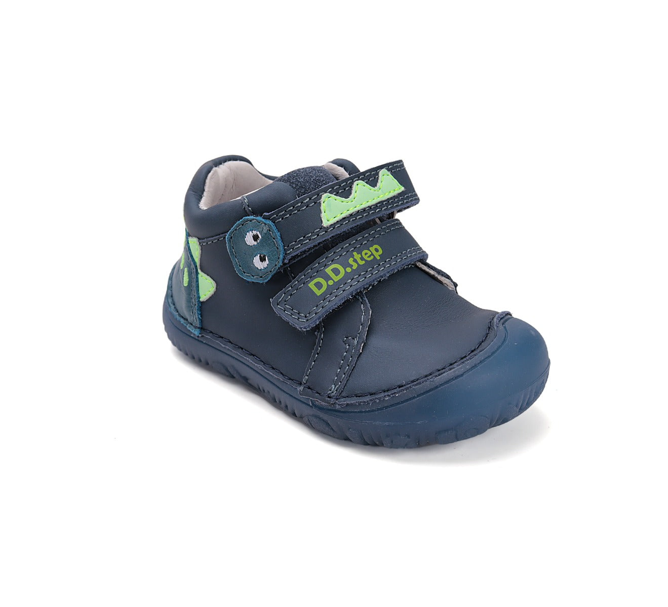 D.D.Step pantofi baieti Barefoot cu talpa fluorescenta 20-25 Royal Blue cu dino
