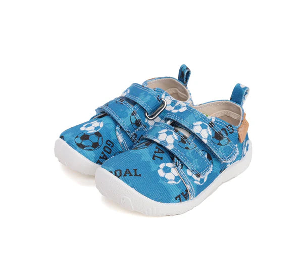 D.D.Step pantofi baieti Barefoot de interior 26-31 Calypso sky cu minge