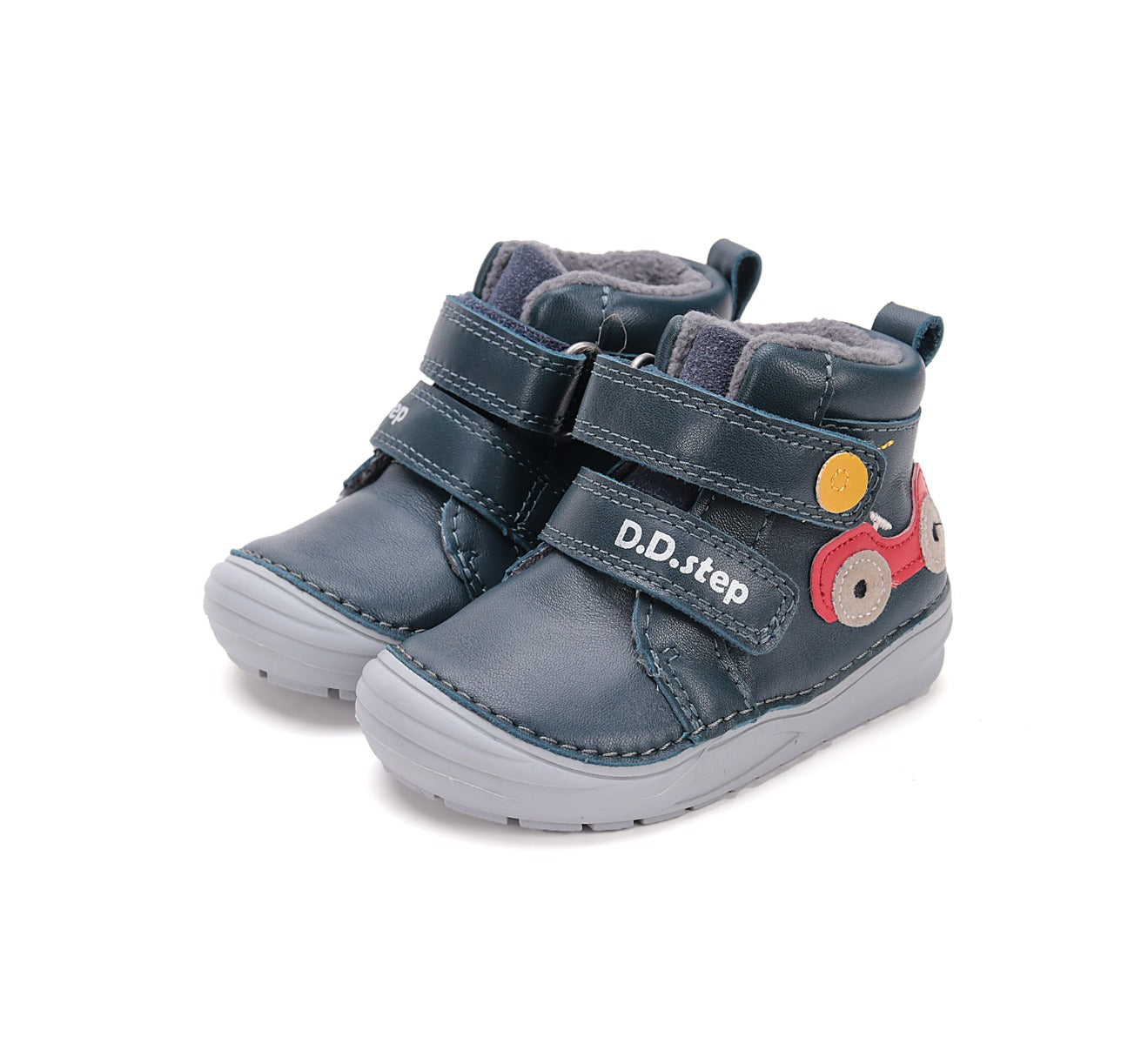 D.D.Step pantofi baieti captusiti 20-25 Royal Blue cu masinuta Imagine principală a produsului