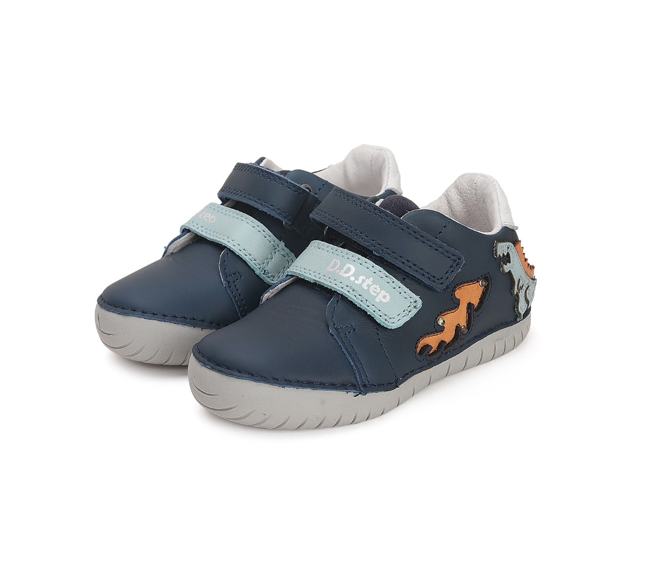 D.D.Step pantofi baieti cu LED 25-30, Bermuda Blue cu dino