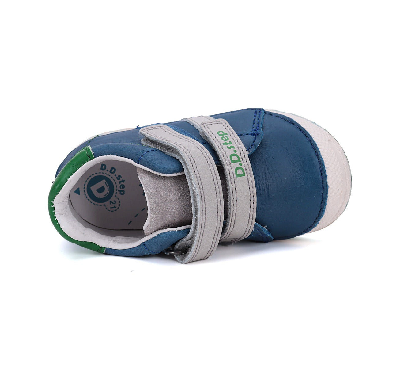 D.D.Step pantofi baieti cu scai 19-24 Royal Blue cu verde