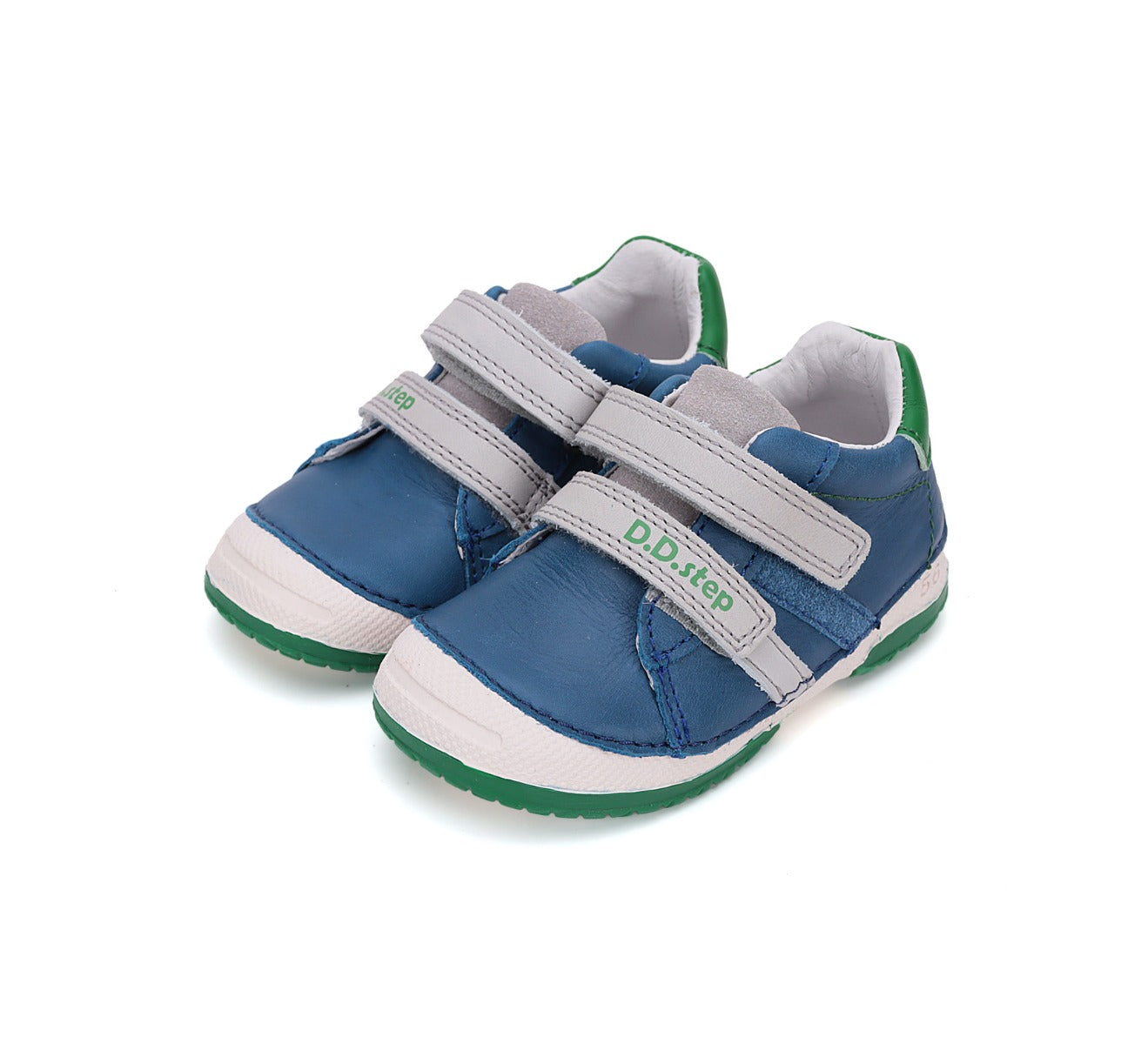 D.D.Step pantofi baieti cu scai 19-24 Royal Blue cu verde