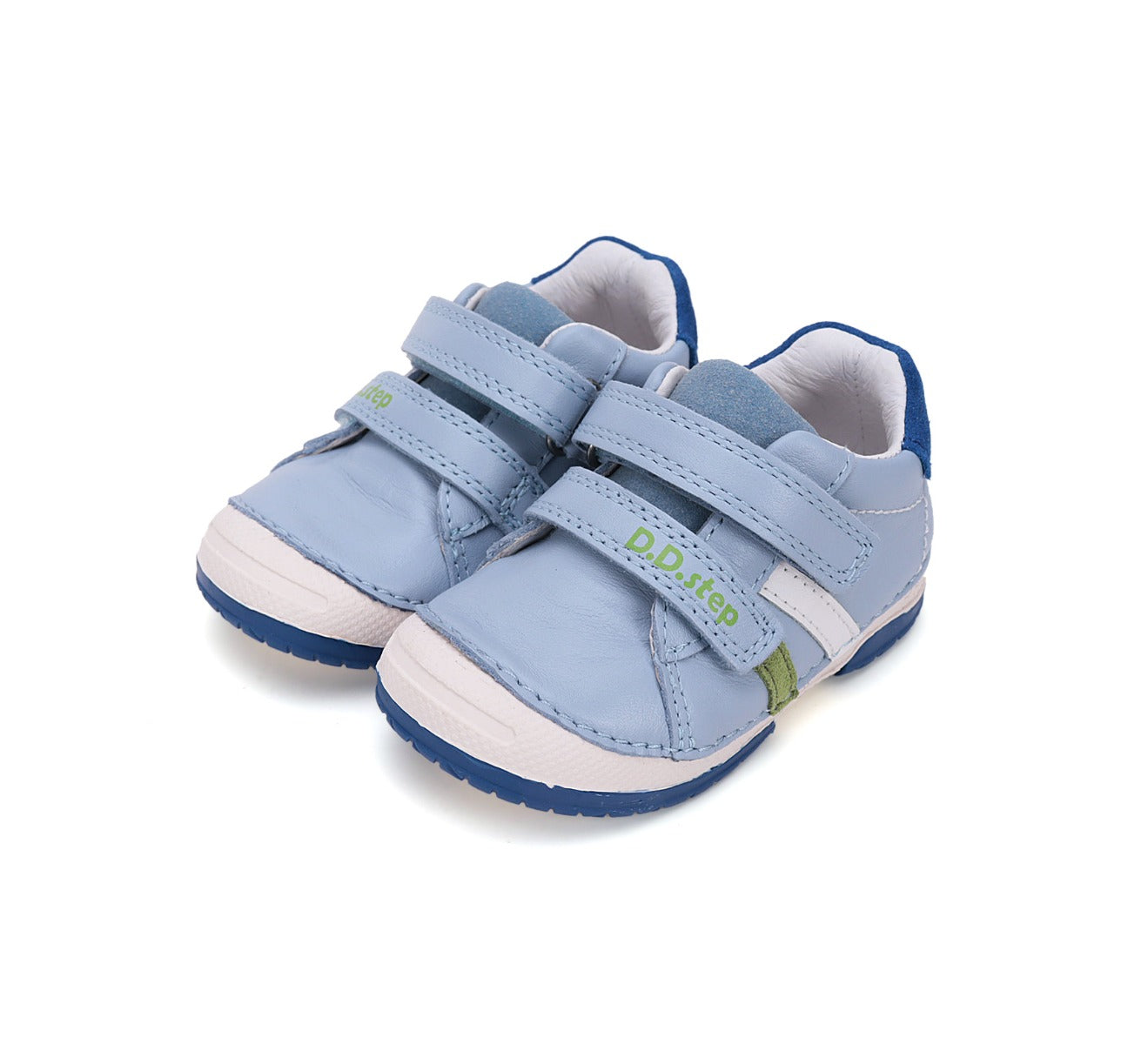 D.D.Step pantofi baieti cu scai 19-24 Sky Blue cu verde Imagine principală a produsului